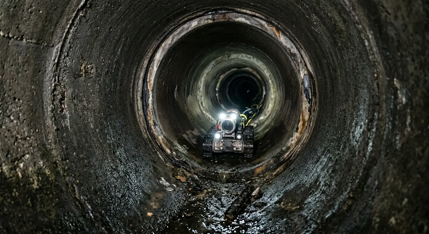 Robotic sewer camera inspecting pipe interior for Sewer Line Repair in Sewickley